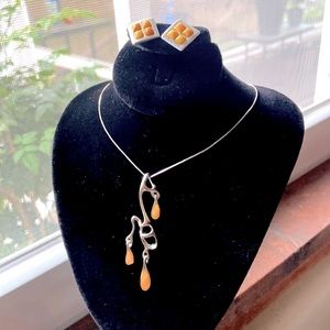 Modern Design Necklace and Earrings 925